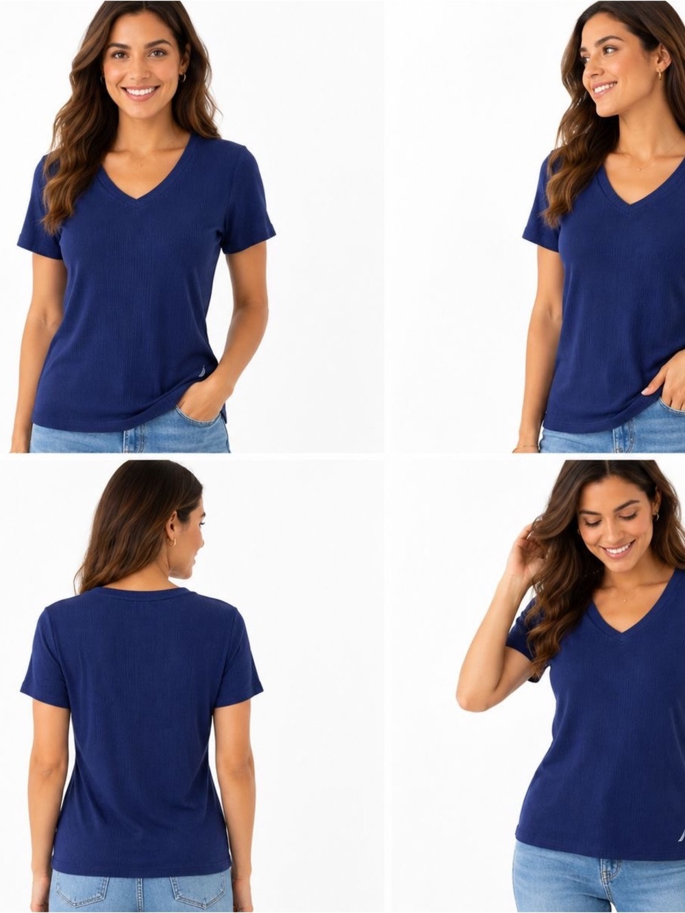 Nautica Women's V-Neck Short Sleeve Tee in Deep Navy